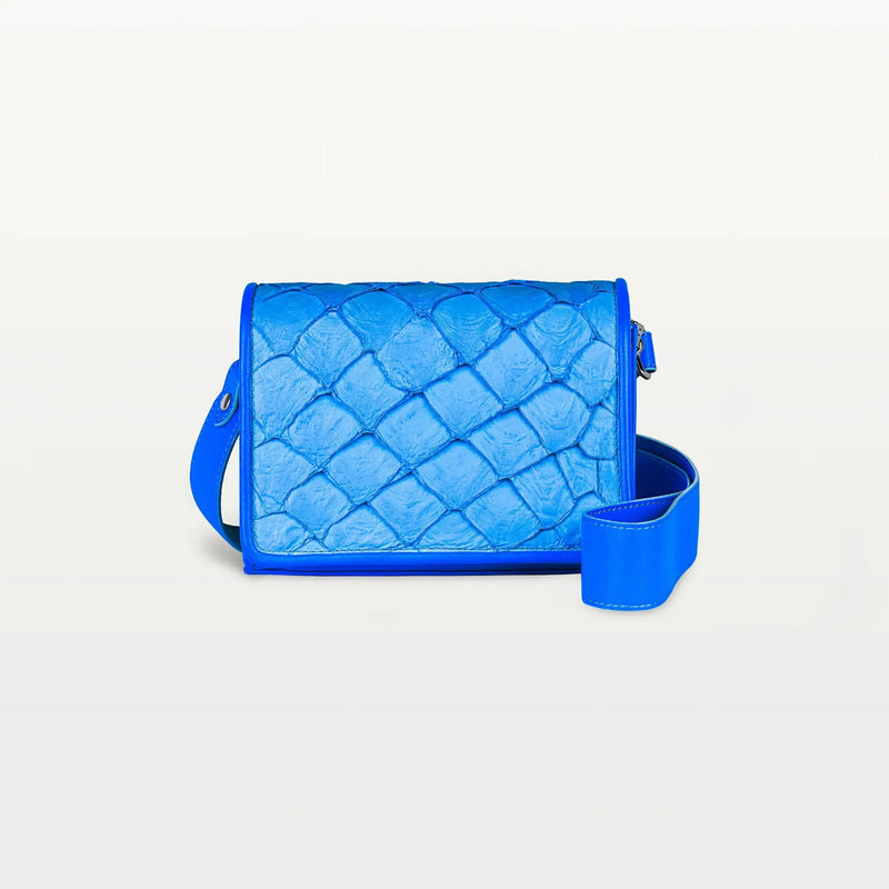 Lola Crossbody Bag  Blue Textured Finish